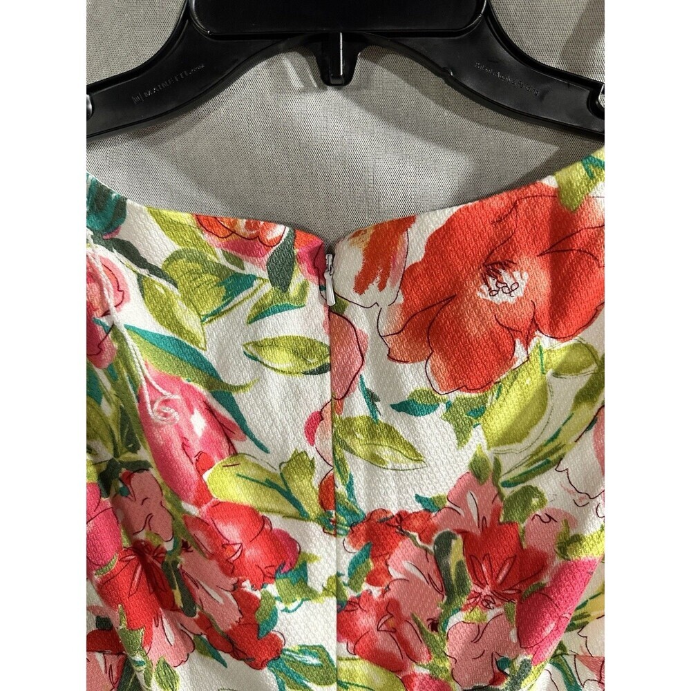 Adrianna Papell White Midi Dress with Red & Pink Floral Print - Picture 6 of 7